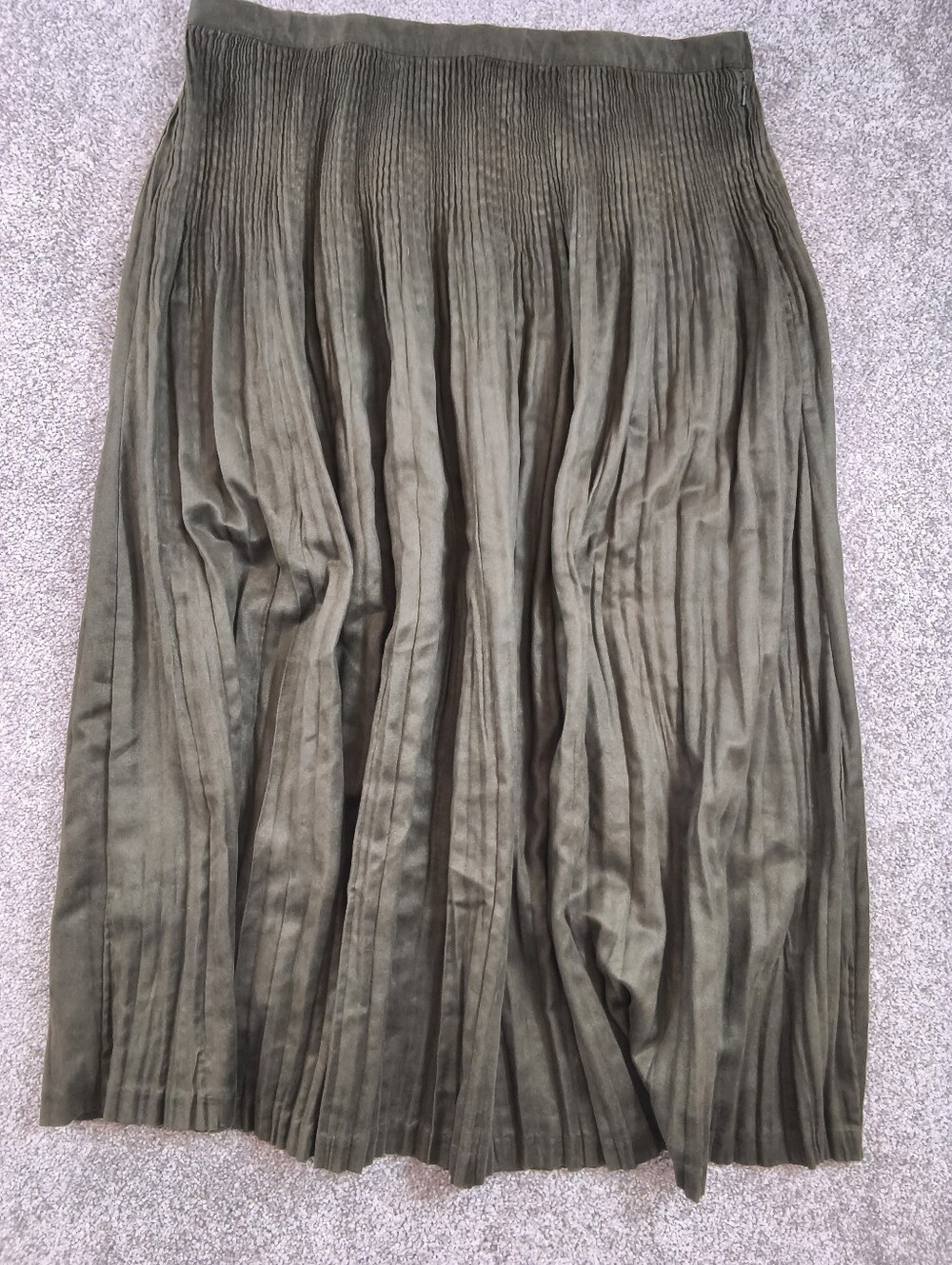 Coldwater Creek Skirt Womens Size Large Green Pleated Midi Side Zip Casual